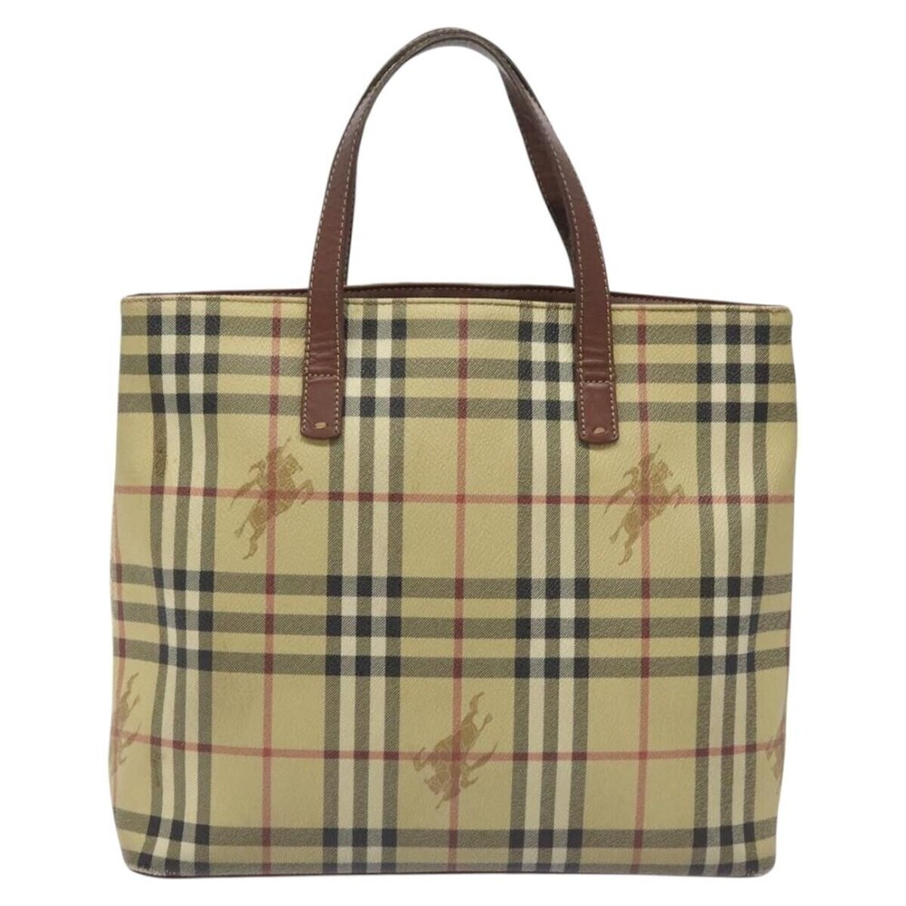 Burberry Top Handle Tote Haymarket Coated Canvas Medium